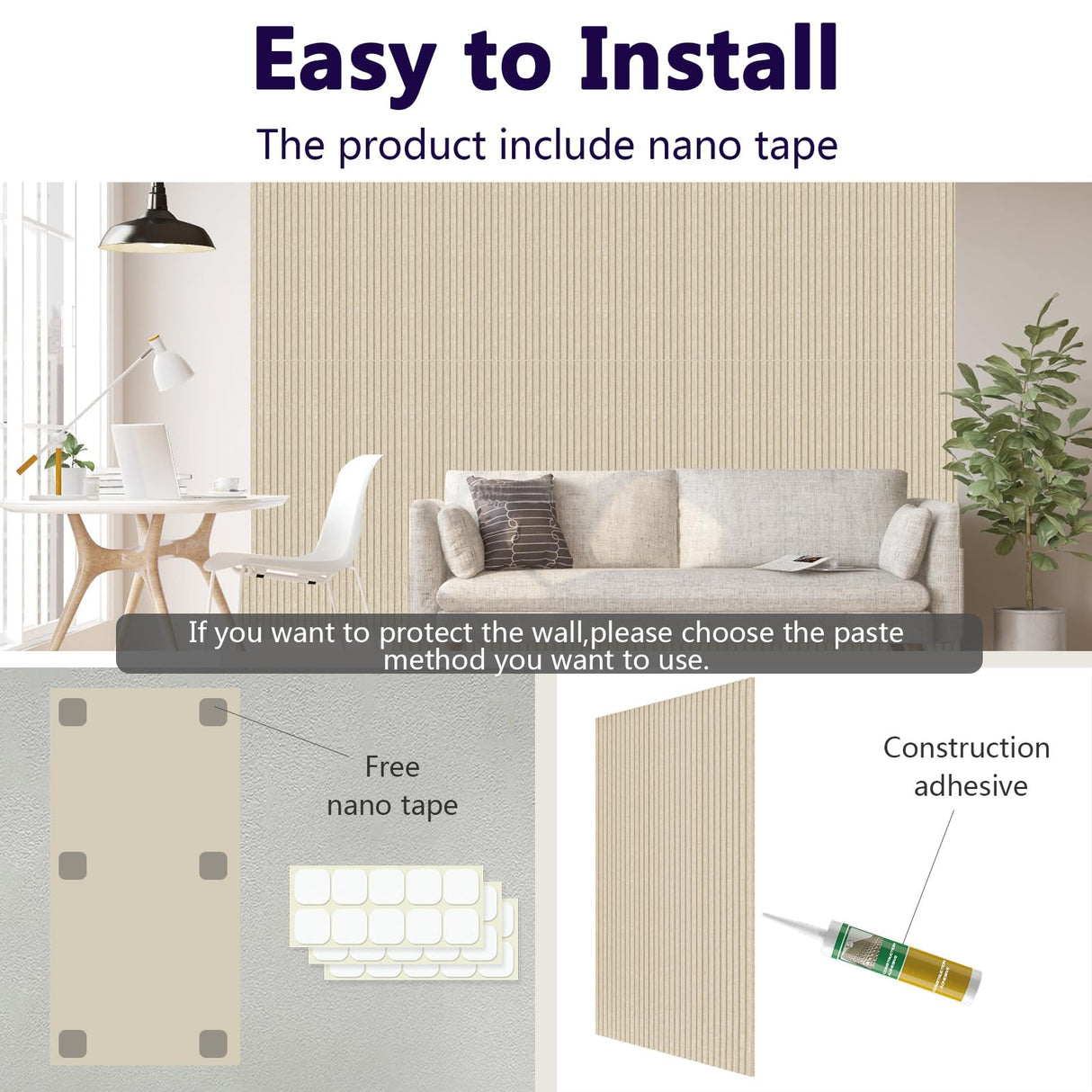 10 Pack Acoustic Panels,47.2x23.6x0.4 inch Acoustical Wall Panels,Large Soundproof Panels,Self-Adhesive Sound proof panels for walls,Acoustic Treatment for Recording Studio&Office Vertical,Camel EVENRISING