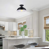 Vintage Rustic Semi Flush Mount Light, Farmhouse Black Ceiling Fixture, Industrial Lights for Hallway, Stairway, Foyer, Kitchen, Porch, Entryway (2 Pack) Wegitcs