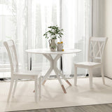 Giantex Wood Dining Chairs Set of 2 White, Armless Kitchen Chairs w/Rubber Wood Frame, Cross Back, Contoured Seat, Farmhouse Wooden Side Chairs, High Back Kitchen Chairs for Home Dining Room Giantex