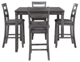 Signature Design by Ashley Bridson 5 Piece Counter Height Dining Room Set, Includes Table & 4 Bar Stools, Gray Signature Design by Ashley