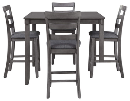 Signature Design by Ashley Bridson 5 Piece Counter Height Dining Room Set, Includes Table & 4 Bar Stools, Gray - WoodArtSupply