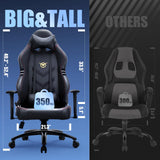 Big and Tall Gaming Chair 350lbs-Racing Style Computer Gamer Chair,Ergonomic Desk Office PC Chair with Wide Seat, Reclining Back, Adjustable Armrest for Adult Teens-Black/Grey COLAMY