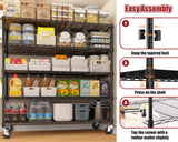 PrimeZone 48" W x 24" D x 81" H Heavy Duty Wire Storage Shelves with Wheels, 5 Tier Adjustable NSF Certified Garage Shelving Unit, Rolling Metal Organizer Shelf Utility Rack for Warehouse, Pantry PrimeZone