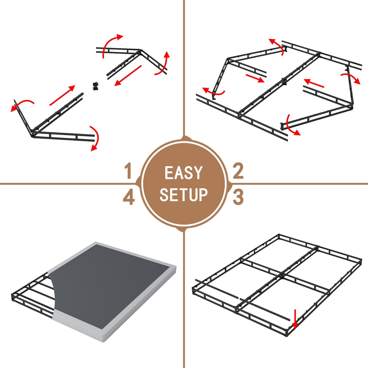 Vaciwe 6 Inch Box Spring King Size Bed Base, Heavy Duty Metal Frame Mattress Foundation with Easy Clean Cover, Noise Free,Easy Assembly