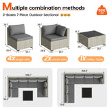 VONZOY Patio Furniture Set, 7-Piece Outdoor Sectional All-Weather Wicker Patio Conversation Set for Backyard (Grey Cushions with Grey Rattan) VONZOY