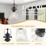 LWWHQ Black Pendant Lights Kitchen Island 2 Pack, Farmhouse Pendant Light, Industrial Clear Glass Pendant Light, 6.5 inches Kitchen Pendant Lighting Over Island Sink Dining Room LWWHQ