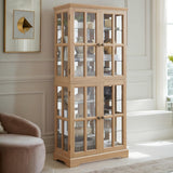 Eyisean Lighted Display Curio Cabinet 69" H China Cabinet with 4 Glass Doors, 6 Shelves, Freestanding Glass Display Cage Wine Cabinet Storage Rack for Bar and Liquor Storage (Oak) Eyisean