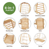 OOOK 8 in 1 Indoor Play Kids Gym,Indoor Kids Playground,Climbing Toys for Toddlers 3-8, Climber Playset with Slide, Climbing Rock/Net, Climbing Ladder, Monkey Bars, Rope Ladder,Swing OOOK