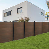 6 Ft×6 Ft Garden Privacy Fence, Outdoor Wood Plastic Composite Fence Panel, Waterproof Screen No Dig Adjustable Weatherproof, Complete Kit Without Post, Brown treslam