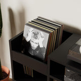 Cozy Castle Record Player Stand, Turntable Shelf with Vinyl Storage up to 500 Albums, Vinyl Record Player Shelf with Power Outlet Sideboard Buffet Cabinet with Storage Accent Cabinet, Black Cozy Castle