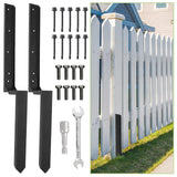 Nrspp Heavy Duty Steel Fence Post Repair Stakes, 2 Pcs Fence Post Anchor Single Ground Spike for Repair Tilted/Broken Wood Fence Post Black Nrspp