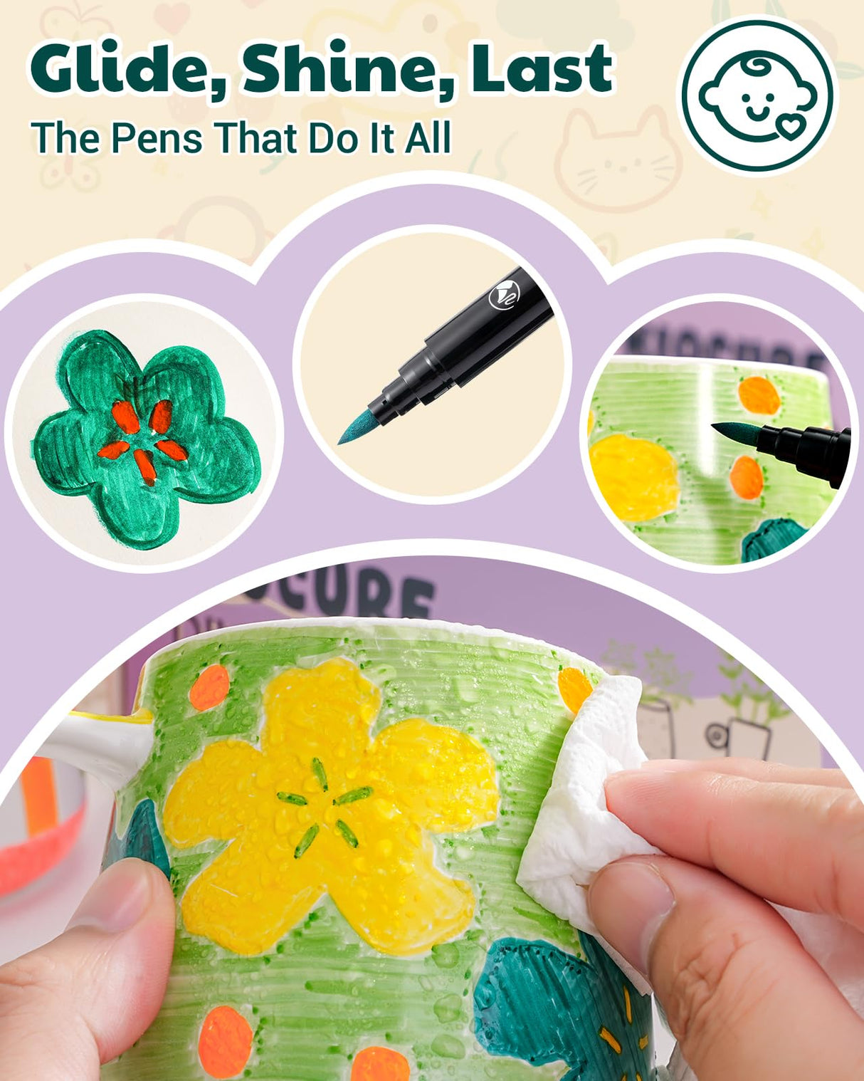 Kiocure Paint Your Own Mug: 2 Paintable Ceramic Mugs & 12 Color Pens Dishwasher Safe DIY Mug Painting Kit Adults Crafts for Date Night or Valentine’s Day Gifts Kiocure