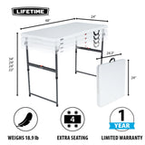 Lifetime Height Adjustable Folding Table, 4 Foot Lifetime