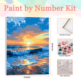 Auremi Ocean Paint by Number Kits for Adults,Landscape Paint by Number on Canvas with Frame DIY Painting with Number Acrylic Oil Paint Kits for Home Decor 8x12 Inch Auremi