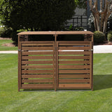 Hanover Outdoor 4.9-ft. x 4-ft. Wooden Trash Bin and Recyclables Storage Shed in Brown, Weather Resistant Trash Can Storage Container with Locking Latch for Yard, Carport, Driveway Hanover