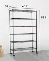 FDW Wire Shelving Unit with Wheels Steel 6 Tier Heavy Duty Layer Rack Storage Metal Shelf Garage Organizer Wire Rack Shelving Adjustable Utility 2100 LBS Capacity-18x48x82 inch (Black) FDW
