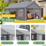 EROMMY 13' x 20' Carport，Portable Garage with UV Protection & Steel Frame, Heavy Duty Car Port with Removable Sidewalls, All-Season Car Canopy for Tractor, Truck, Boat, Outer Gray and Inner White EROMMY