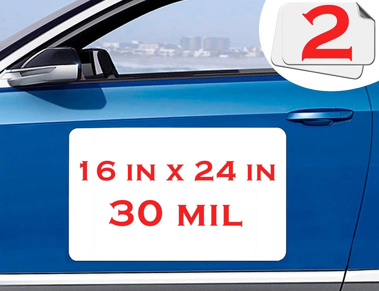 Car Magnet Sheet 16" x 24" 2 Pack - White Blank Automotive Magnets for Company Advertising, Print or Sticker - Strong Non Adhesive Vinyl Magnetic Sheets for Cars, Truck Decals, Van Advertisement Signs SALEX