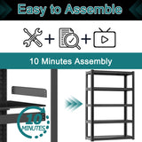 BESFUR 5-Tier Wider Garage Storage Shelves, Heavy Duty Metal Shelving Unit, Adjustable Matal Storage Shelving, 3000 lbs Capacity, for Warehouse Garage Basement, 19.7" D*47.3" W*71" H, Black BESFUR