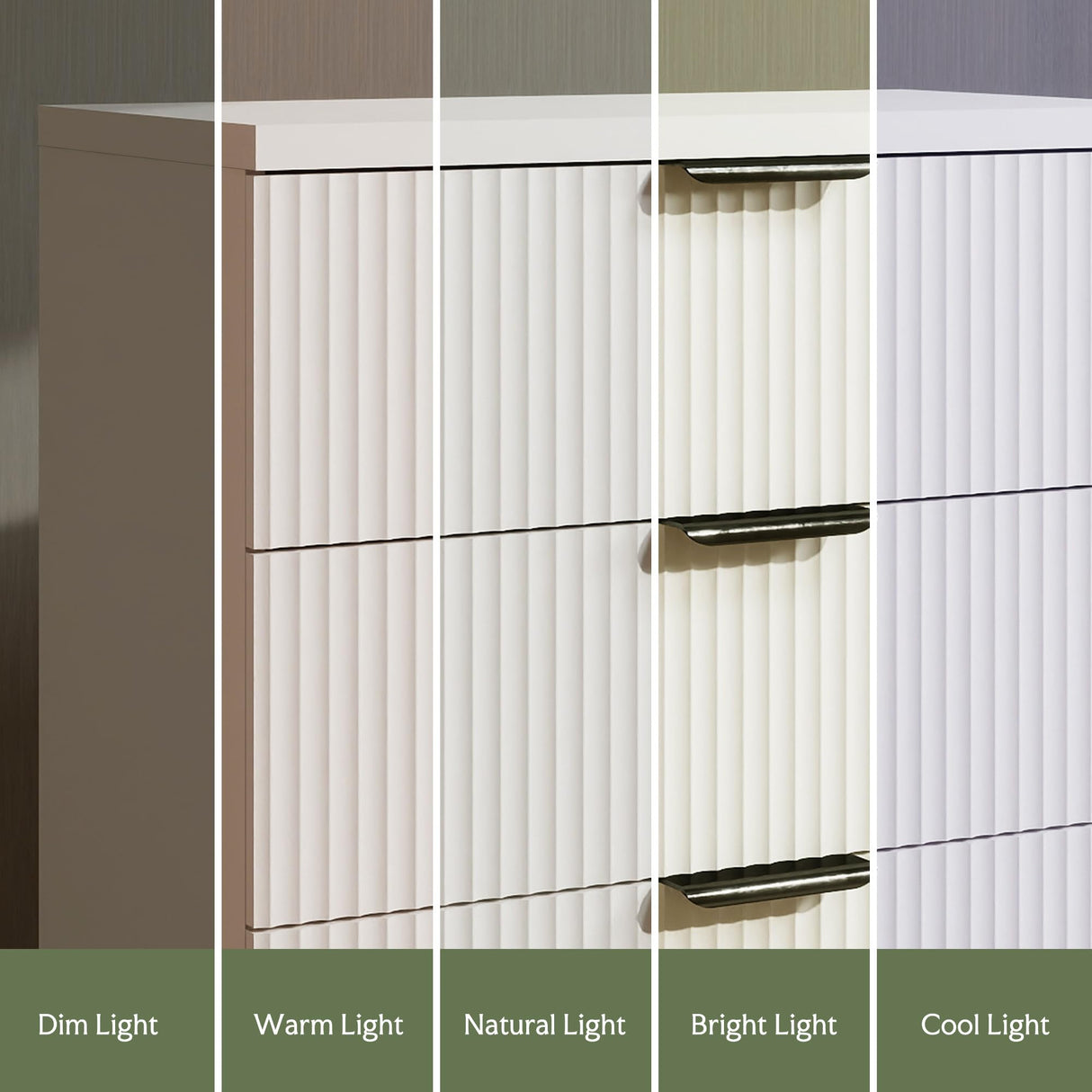 GRAINLLE Wood Night Stand Set Fluted Dresser for Bedroom 3 Drawers End Tables Nightstand, Storage Modern Side Table Natural White Bedside Table GRAINLLE