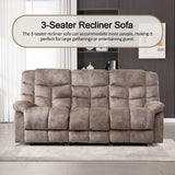 CANMOV Manual Reclining Sofa Set, 3 Pieces Recliner Sofa Set, Manual Recliner Chair, Reclining Loveseat and 3-Seat Sofa for Living Room, 3 Pieces Furniture Set, Light Brown (1+2+3) CANMOV