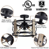 Bargeni Flush Mount Light Fixture,13-inch Rustic Ceiling Light Fixture,Matte Black Finish,3-Light Farmhouse Light Fixtures for Living Room,Kitchen,Bedroom,Dining Room,Foyer,Hallway Bargeni