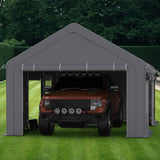 GarveeLife 12x20ft Carport Heavy Duty, Portable Garage with 4 Doors + 4 Window, Upgraded Carport with Reinforced Steel Poles, Uv Resistant Waterproof Tarp for Car, Truck, Boat GarveeLife