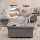 BRIAN & DANY 30 Inches Folding Storage Ottoman Bench, Ottoman with Storage for Living Room, with Wooden Feet and Lid, Grey BRIAN & DANY