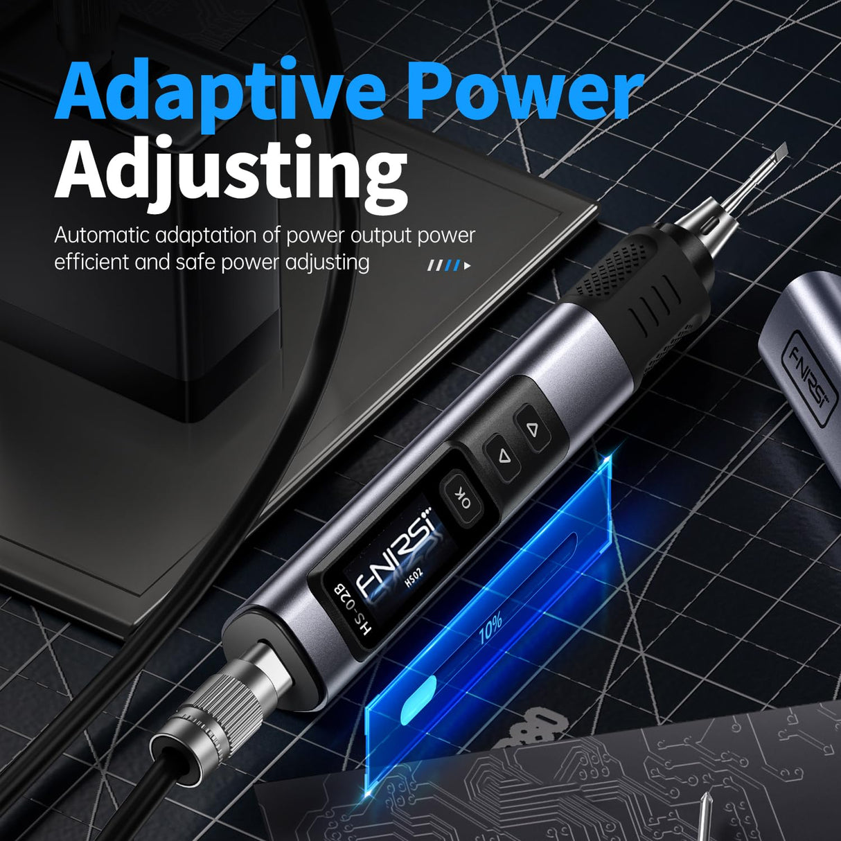 FNIRSI HS-02A 100W Portable Corded Soldering Iron Kit with Storage Case, 3S Fast Heating, 212-842℉, Pre-set 3 Groups Temperature, 6 F245 Soldering Tips, Smart Soldering Iron Pen for Electronics Repair FNIRSI