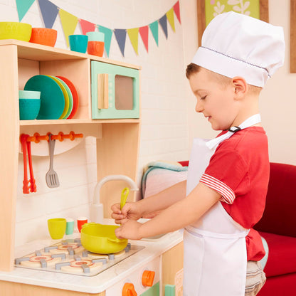 B. toys- Mini Chef Kitchenette- Pretend Play Wooden Play Kitchen – Kitchen for Kids – Kitchen Play Set & Accessories – (20+ Pcs)- 3 Years +