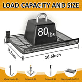 BABKAS 2 Pack Garage Wall Shelving, Metal Garage Wall Shelf with 4 Hooks, Heavy Duty Wall Shelves Mounted for Garage Storage, Laundry Room, Closet and Kitchen | Holds Up to 80 Lbs | 16.5" x 12.2" BABKAS