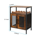 X-cosrack Wine Bar Rack Cabinet with Detachable Wine Rack, Coffee Bar Cabinet with Glass Holder, Small Sideboard and Buffet Cabinet with Mesh Door, Rustic Brown(Patent Pending) X-cosrack