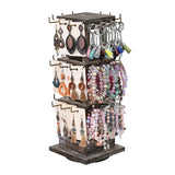 Ikee Design Wood Rotating Jewelry Display Stand Tower,Spinning Keychain Display Stand,36 Hooks Spinning Necklace, Bracelet, Earring Rack for Vendor, Coffee Color Ikee Design