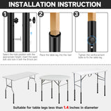 (4-Pack) Folding Table Leg Extenders, Highly Durable Steel Folding Table Leg Risers, Table Leg Extensions for Straight and Bent Legs, Adjustable Table Height Extenders for Rise 3.6in/5.2in Laowu