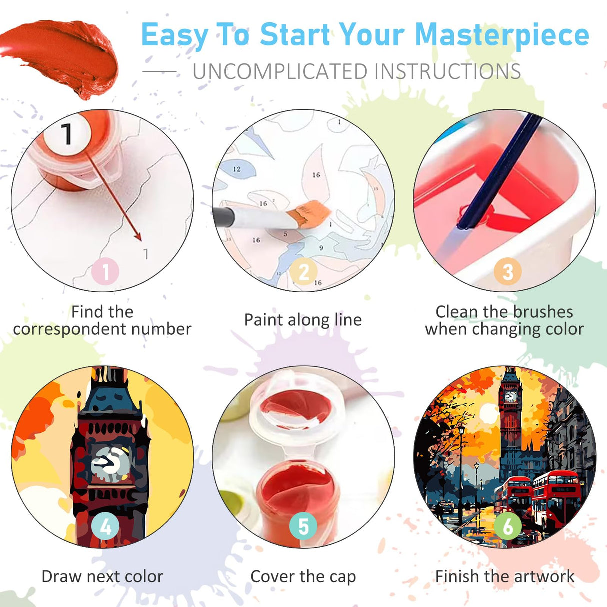 Paint by Numbers Kit for Adults Rolled Canvas - 16x20 Inch Big Ben Adult Paint by Number Kits on Canvas for Beginners, DIY Acrylic Oil Number Painting Kits with Gift Box for Home Wall Decor Gift Offito