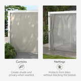 Outsunny 12' x 19' Louvered Pergola Hardtop Gazebo with Adjustable Aluminum Roof and Frame, Outdoor Pergola with Curtains and Netting, for Garden, Lawn, Backyard, and Deck, White Outsunny