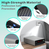 QINGENO Smart Gun Safe with Security Cable - Biometric Pistol Safe for 2 Handgun 3 Ways Quick Access with Fingerprint/Keypad/Key, for Nightstand Bedside Home with LCD and Voice Guide (Grey) QINGENO