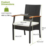 Tangkula Outdoor Dining Set for 6, Weather Resistant Heavy Duty 7 Pieces Patio Acacia Wood Table and Wicker Chairs with Umbrella Hole, Soft Padded Cushions, for Poolside, Backyard, Lawn (7 PCS) Tangkula