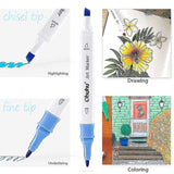 Ohuhu Markers, 48-color Double Tipped Alcohol Markers, Chisel & Fine Alcohol-based Art Marker Set + Fineliner Drawing Pen Set of 8 Pack Ultra Fine Line Drawing Markers Ohuhu