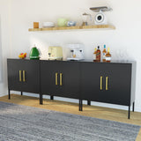 JOZZBY Buffet Cabinet with Storage, Accent Cabinet Modern Wooden Free Standing Sideboard with Adjustable Shelves, Black Side Cabinets for Living Room, Hallway, Set of 3 JOZZBY