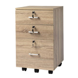 VINGLI 3-Drawer File Cabinet with Lock, Wood Rolling File Cabinet Under Desk File Cabinets for Home Office, Mobile Printer Stand & File Cabinet for Letter Sized Files, 26" H(Caster Included), Oak VINGLI