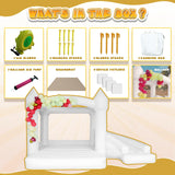 AKSPORT White Bounce House Inflatable Jumping Castle with Slide & Air Blower for Kids, Wedding & Birthday Parties, 17 * 11 * 10FT AKSPORT