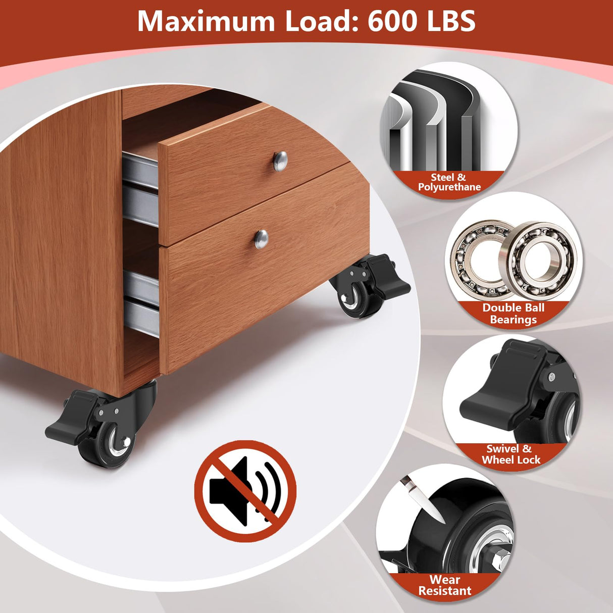 2 Inch Caster Wheels Heavy Duty, Casters Set of 4 with Brake, Locking Industrial Swivel Top Plate Casters Wheels and Load 800lbs for Furniture and Workbench Cart(Two Hardware Kits Include) Chaxtr