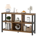 FOLUBAN Industrial Horizontal Bookshelf, 6 Cube Storage Organizer with Shelf, Wood and Metal Cubby Bookcase for Living Room Bedroom, Rustic Brown, 47 Inch FOLUBAN