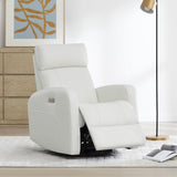CHITA Genuine Leather Power Swivel Glider Recliner Chair, FSC Certified Double Layer Backrest Truck Armrest Recliner Chair Sofa for Living Room-White CHITA