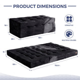 MAXYOYO Tri-Fold Mattress, 6 Inch Tufted Folding Futon Foam Bed, Foldable Floor Mattress Guest Bed Futon Topper Portable Camping Sleeping with Corded Fabric, Black, 59"x79" MAXYOYO