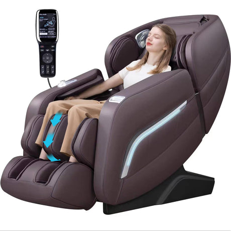 iRest A306 Massage Chair, Full Body Zero Gravity Recliner with AI Voice Control, SL Track, Bluetooth, Yoga Stretching, Foot Rollers, Airbags, Arm Rest, Cushion Availability, Heating (Brown) iRest