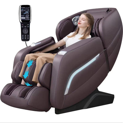 iRest A306 Massage Chair, Full Body Zero Gravity Recliner with AI Voice Control, SL Track, Bluetooth, Yoga Stretching, Foot Rollers, Airbags, Arm Rest, Cushion Availability, Heating (Brown)