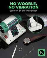 Flyrivergo Bench Buffer Polisher with Accessories Adjustable Variable Speed Multi-Function Bench Lathe Grinder Polishing Machine Tool Kit for Jewelry, Wood, Silver, Amber, Metal, Jade DIY Flyrivergo