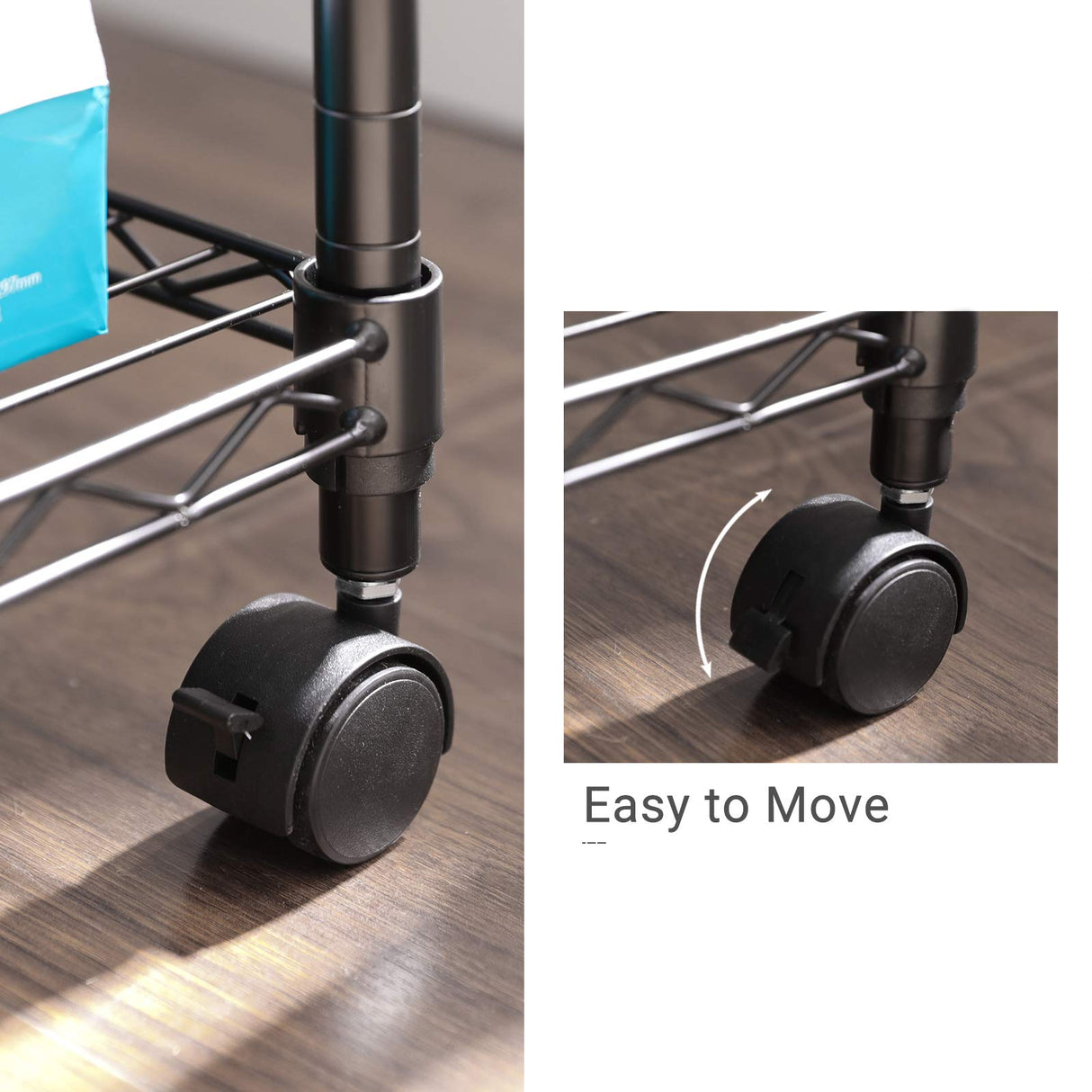 SONGMICS 3 Tier Printer Stand, Printer Table with Wheels, Rolling Printer Cart, Printer Desk with Metal Frame for Home Office, 22 x 18.1 x 26.8 Inches, Black ULGR32BK SONGMICS